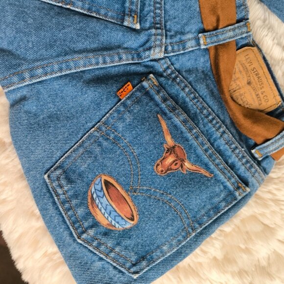 Rare Levi's Orange Tab Quirky Upcyled Cowgirl Country Western Shoulder Denim Bag - Picture 7 of 10